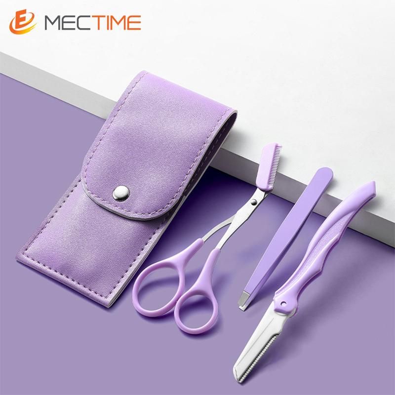 Fold eyebrow trimming tool 3-piece eyebrow clip/comb eyebrow tool/eyebrow trimming for beginners-purple