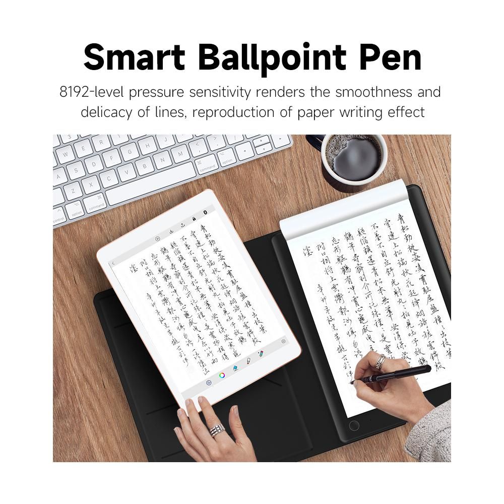 VSON WP9623 Smart Writing Pad Notebook with 8192-level Pressure Sensitivity Ballpoint Pen 150 Pages Offline Storage Protective Case
