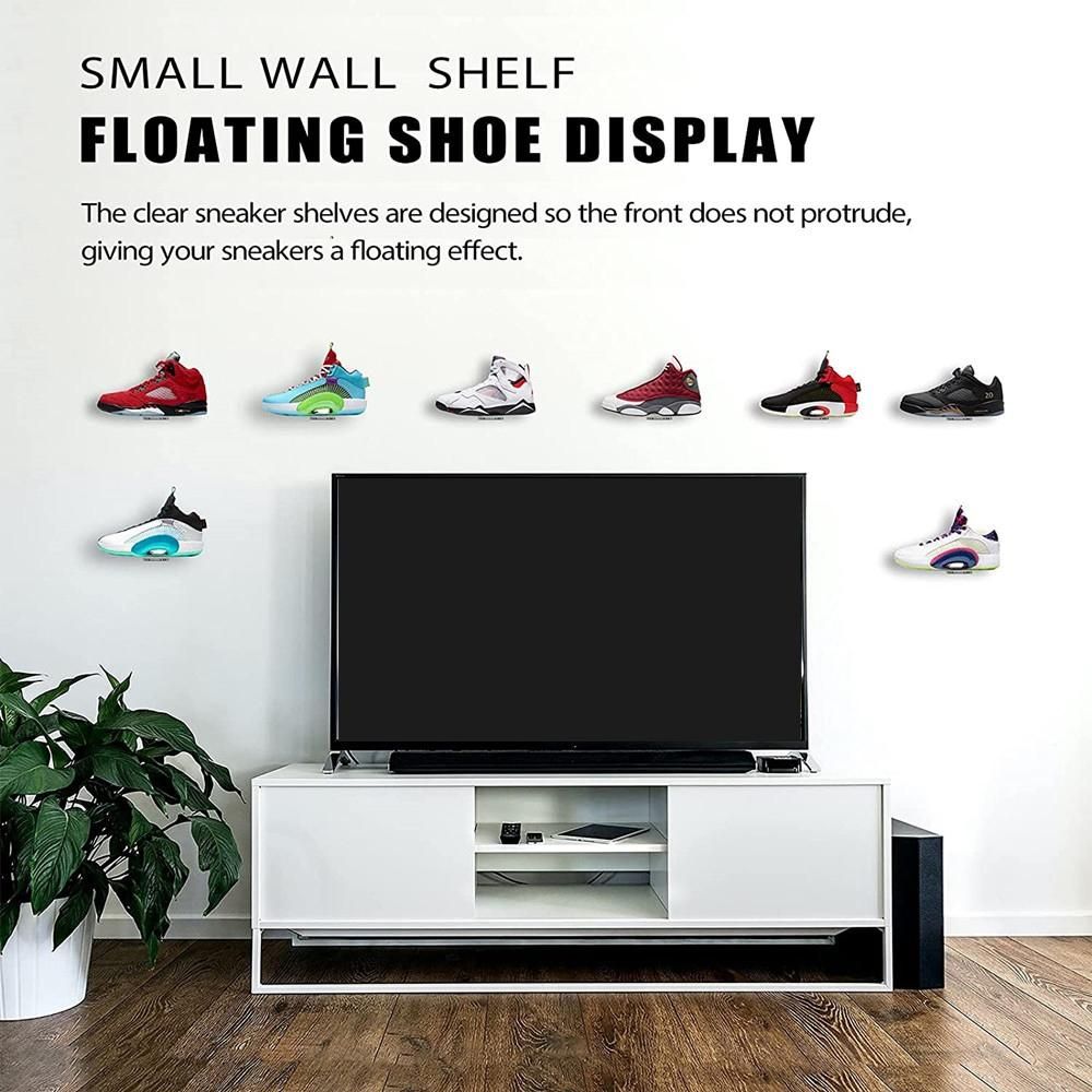 6 Pack Acrylic Floating Sneaker Shelves Clear Shoe Display