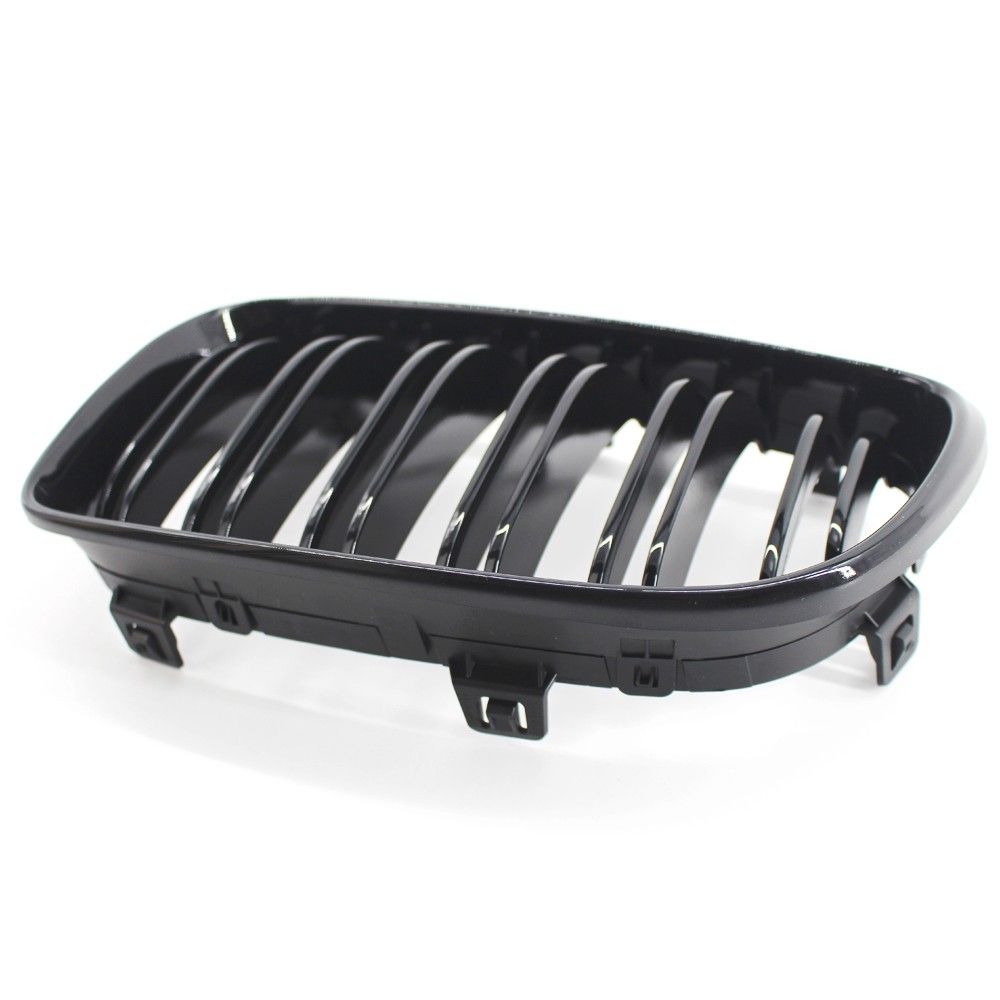 2Pcs Gloss Black Front Bumper Hood Kidney Grille Racing