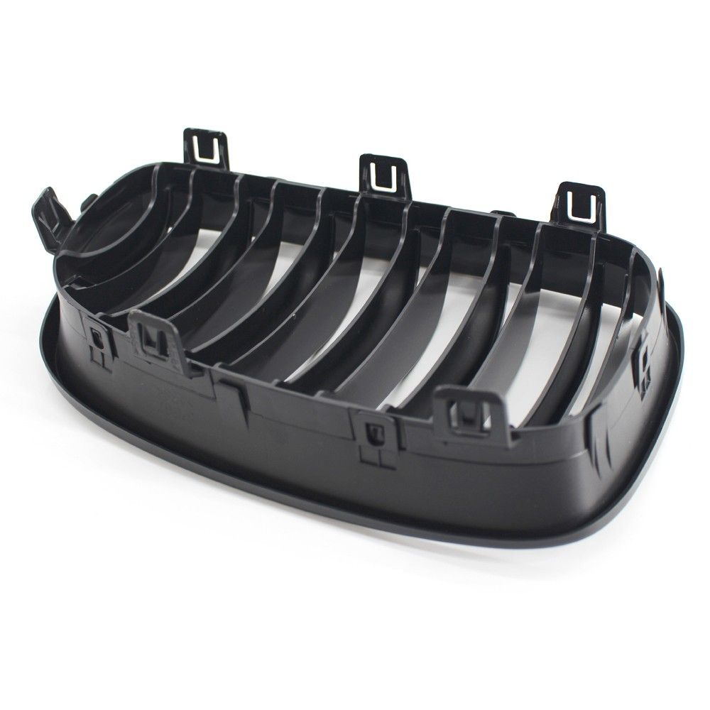 2Pcs Gloss Black Front Bumper Hood Kidney Grille Racing