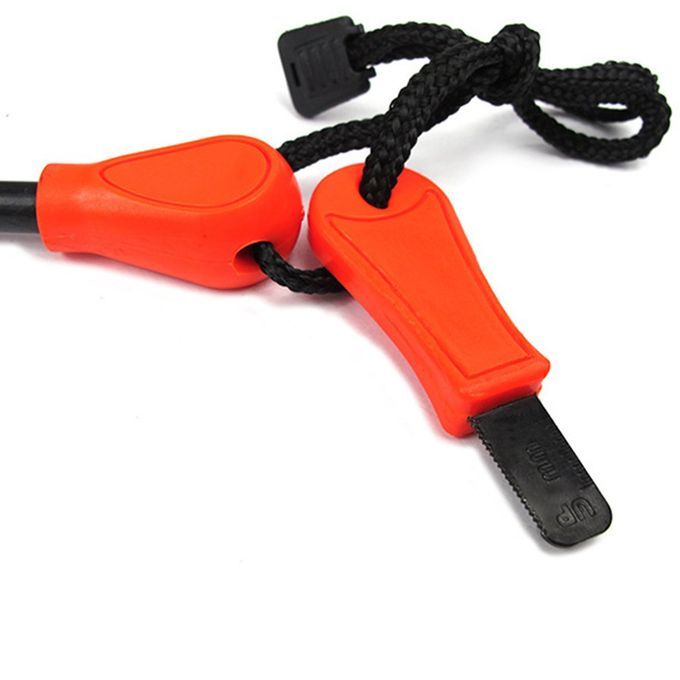 Survival Equipment Full Length Solid Flint Waterproof Fire Magnesium Rod-Orange&Black