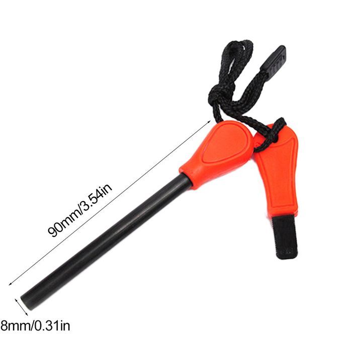 Survival Equipment Full Length Solid Flint Waterproof Fire Magnesium Rod-Orange&Black