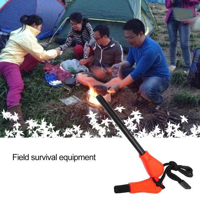 Survival Equipment Full Length Solid Flint Waterproof Fire Magnesium Rod-Orange&Black
