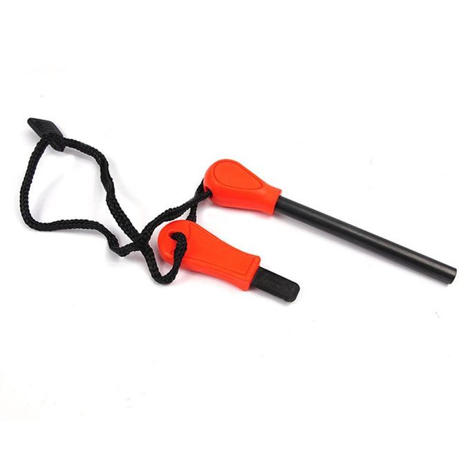 Survival Equipment Full Length Solid Flint Waterproof Fire Magnesium Rod-Orange&Black
