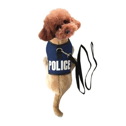 Police Letter Dog Harness Leash Set Adjustable Puppy Cat Harness Vest French Bulldog Chihuahua Pug Outdoor Walking Lead Leash
