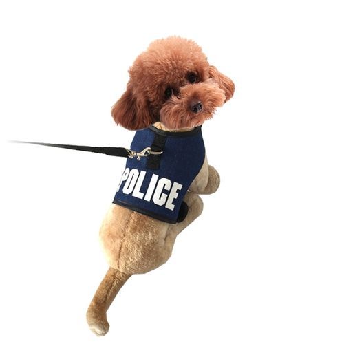 Police Letter Dog Harness Leash Set Adjustable Puppy Cat Harness Vest French Bulldog Chihuahua Pug Outdoor Walking Lead Leash