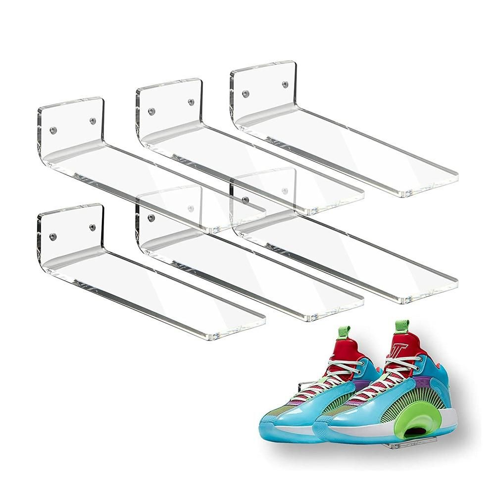 6 Pack Acrylic Floating Sneaker Shelves Clear Shoe Display Stand Room Decor for Display Collectible Shoe&Sneaker