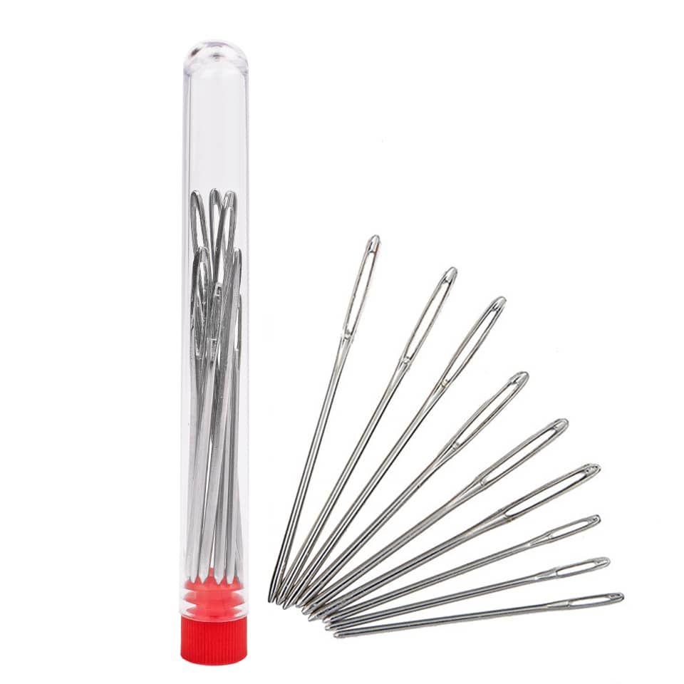 9pcs Stainless Steel Large Eye Blunt Needles Yarn Knitting Tapestry