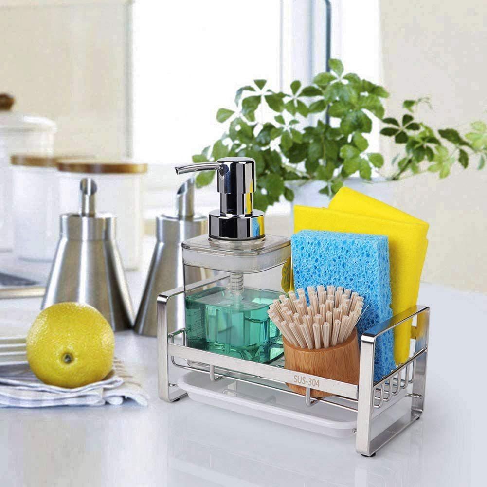 Sink rag rack kitchen utensils rack wash cloth hanger faucet storage rack stainless steel silver