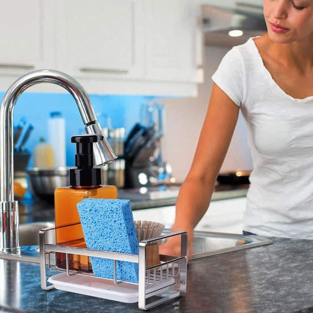 Sink rag rack kitchen utensils rack wash cloth hanger faucet storage rack stainless steel silver