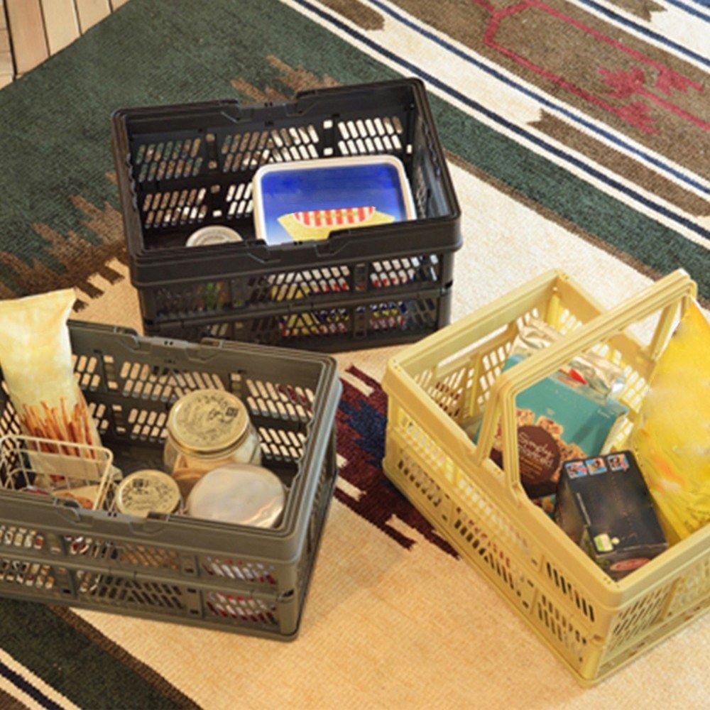 Collapsible Storage Crates With Handles Stackable Storage