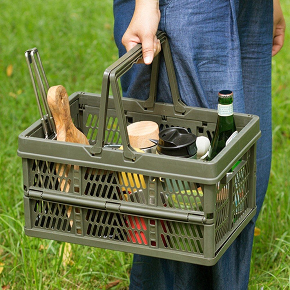 Collapsible Storage Crates With Handles Stackable Storage