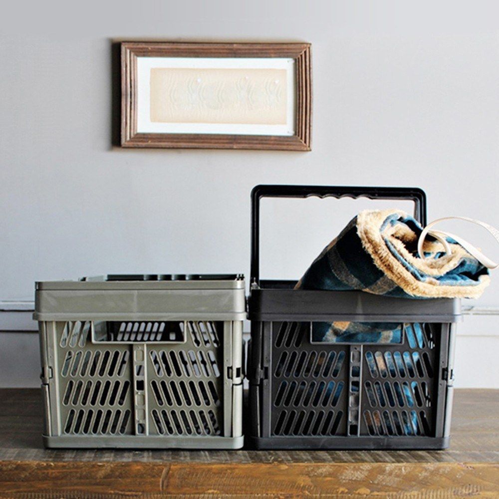 Collapsible Storage Crates With Handles Stackable Storage