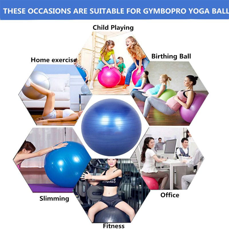 Yoga Ball Utility Anti-slip Pilates Balance Sport Blue 65cm