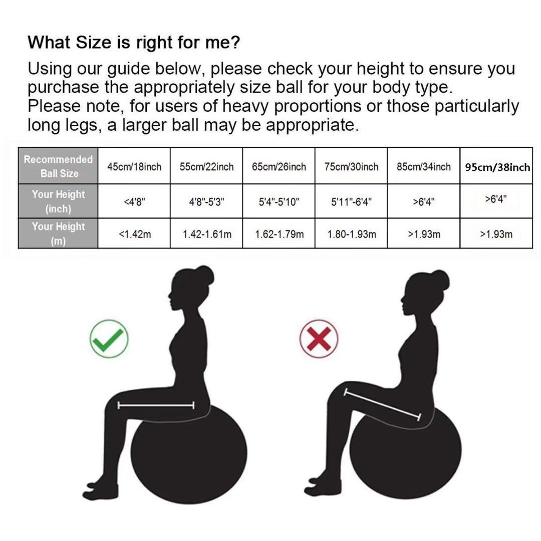 Yoga Ball Utility Anti-slip Pilates Balance Sport Blue 65cm
