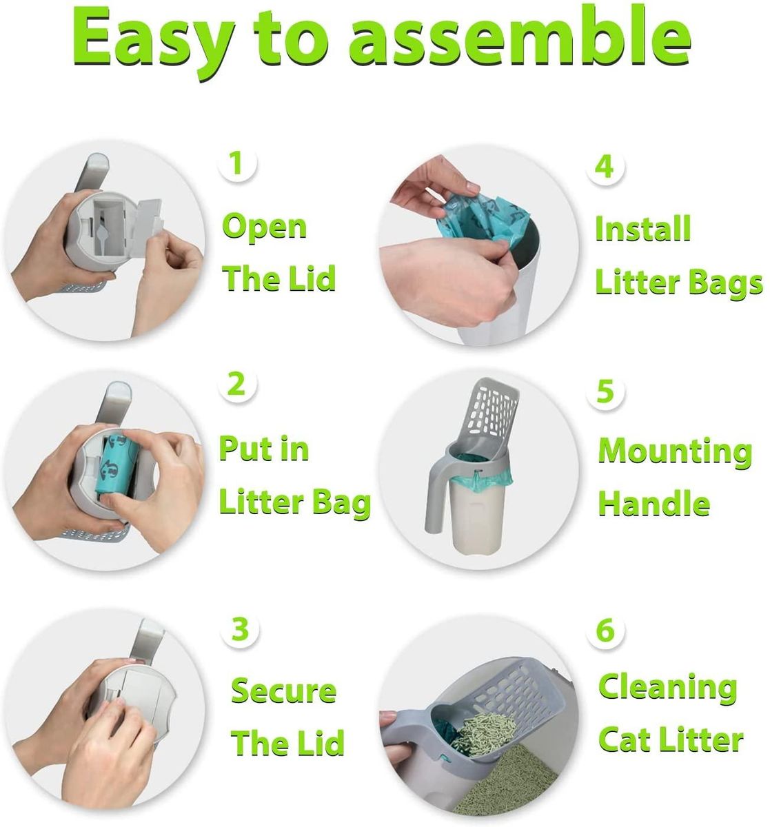 Cat Litter Shovel Self-cleaning Box Scoop Bags Set for Sandbox Tray Cats Supplies