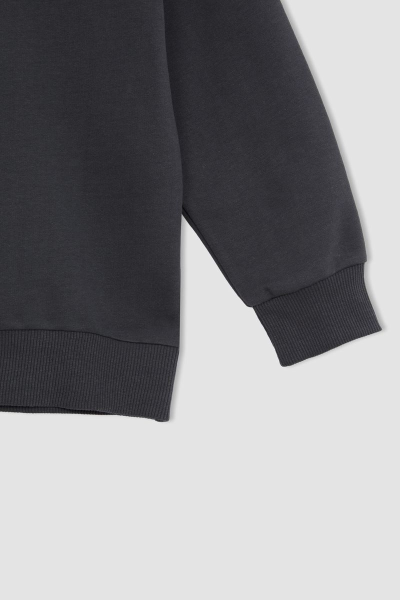 Boy - Oversize Fit Crew Neck Long Sleeve Knitted Sweat Shirt - Anthracite