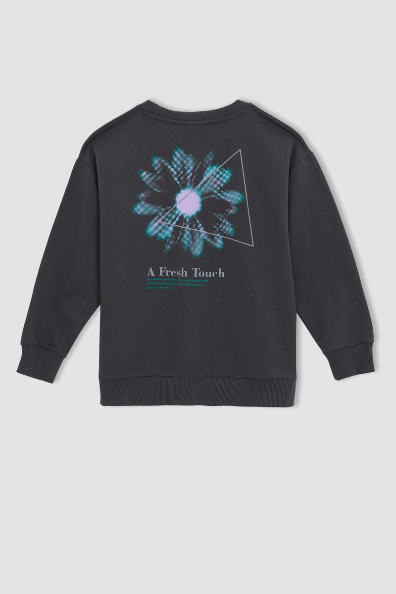 Boy - Oversize Fit Crew Neck Long Sleeve Knitted Sweat Shirt - Anthracite