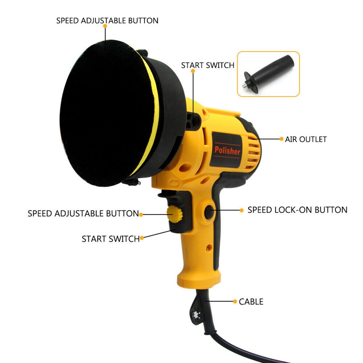 14Pcs Rotary Car Polisher 600W Buffer Sander Polishing