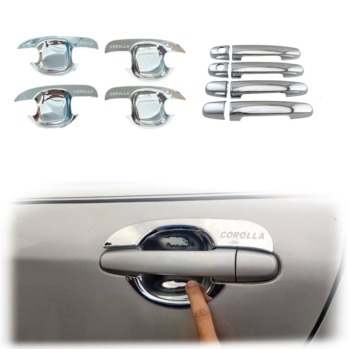 2001 2002 2003 2005 2006 2007 For Toyota Corolla New Car ABS Chrome Accessories Plated Door Handle Bowl Cover Trim Paste Style