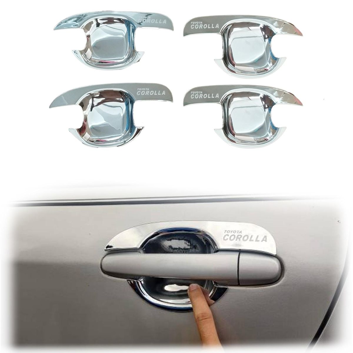 2001 2002 2003 2005 2006 2007 For Toyota Corolla New Car ABS Chrome Accessories Plated Door Handle Bowl Cover Trim Paste Style