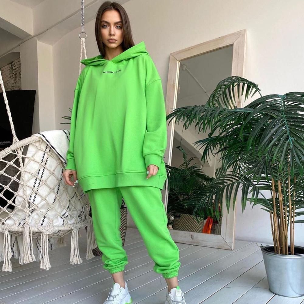 (RED)2021 Sport Wear Hoodies Women Streetwear Two Piece Set Tracksuit Outerwear Pullover Suits Fashion Outfits Ropa Mujer Invierno GRE