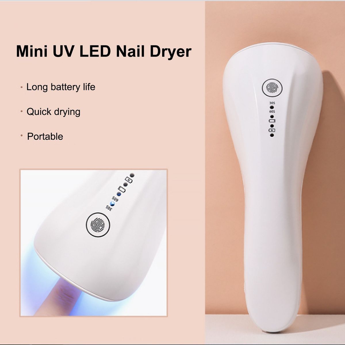 Handheld Nail Lamp Mini UV LED Nail Dryer 2 Timer Setting Quick-drying Rechargeable Manicure Lamp Nail Art Tool