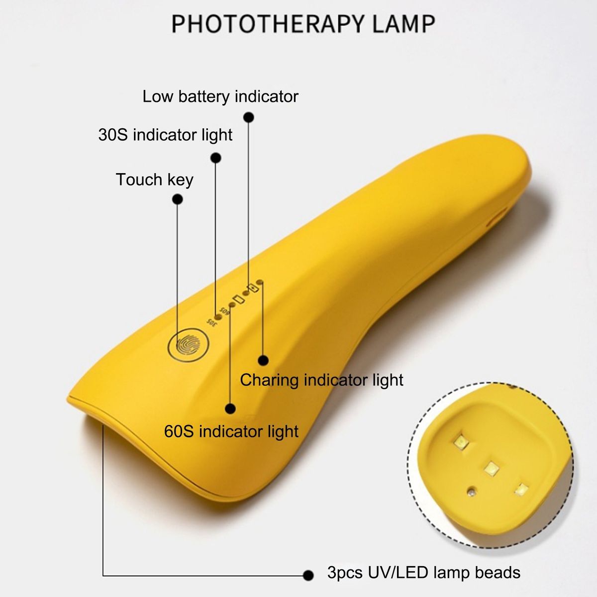 Handheld Nail Lamp Mini UV LED Nail Dryer 2 Timer Setting Quick-drying Rechargeable Manicure Lamp Nail Art Tool