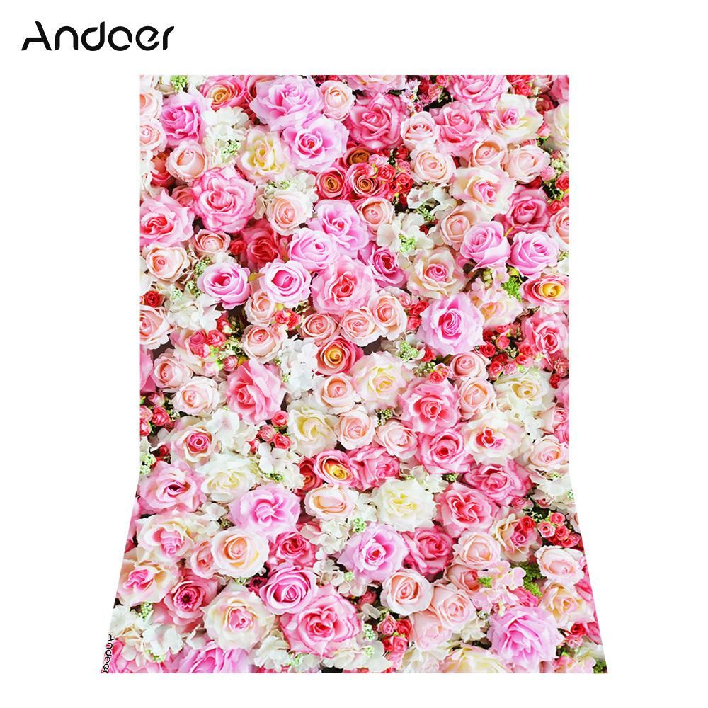 Andoer 1.5 * 2.1m/5 * 7ft Flower Photography Background Red Rose Wedding Backdrop Photo Studio Pros