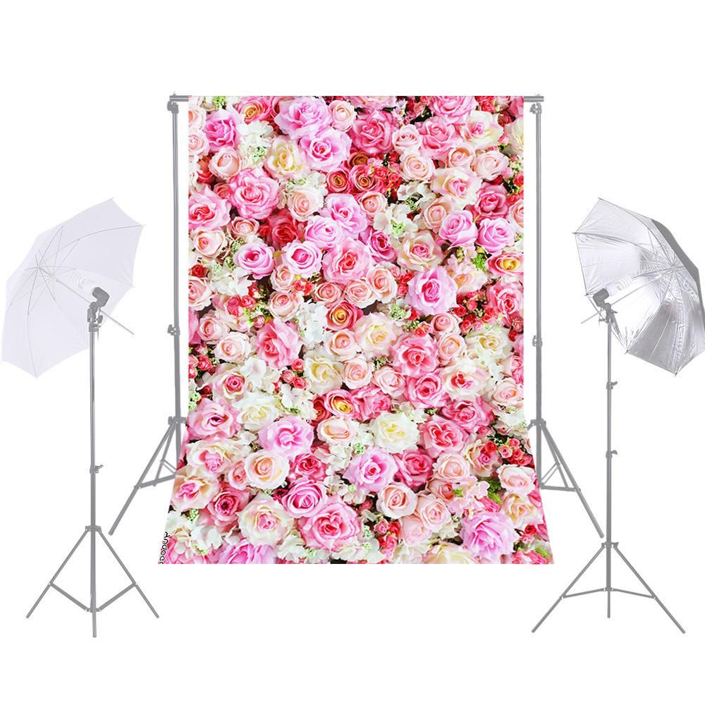 Andoer 1.5 * 2.1m/5 * 7ft Flower Photography Background Red Rose Wedding Backdrop Photo Studio Pros