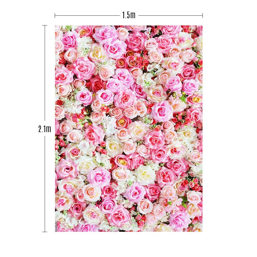 Andoer 1.5 * 2.1m/5 * 7ft Flower Photography Background Red Rose Wedding Backdrop Photo Studio Pros