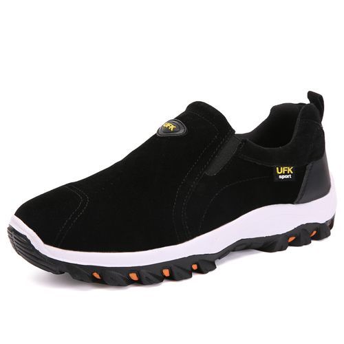 Suede Leather Hiking Shoes Men Sneakers EUR Size 39-48 Outdoor Mountain Climbing Shoes Non-slip Wear-resistant Shock Absorption Men Sports Sneakers Waterproof Hunting Shoes Black