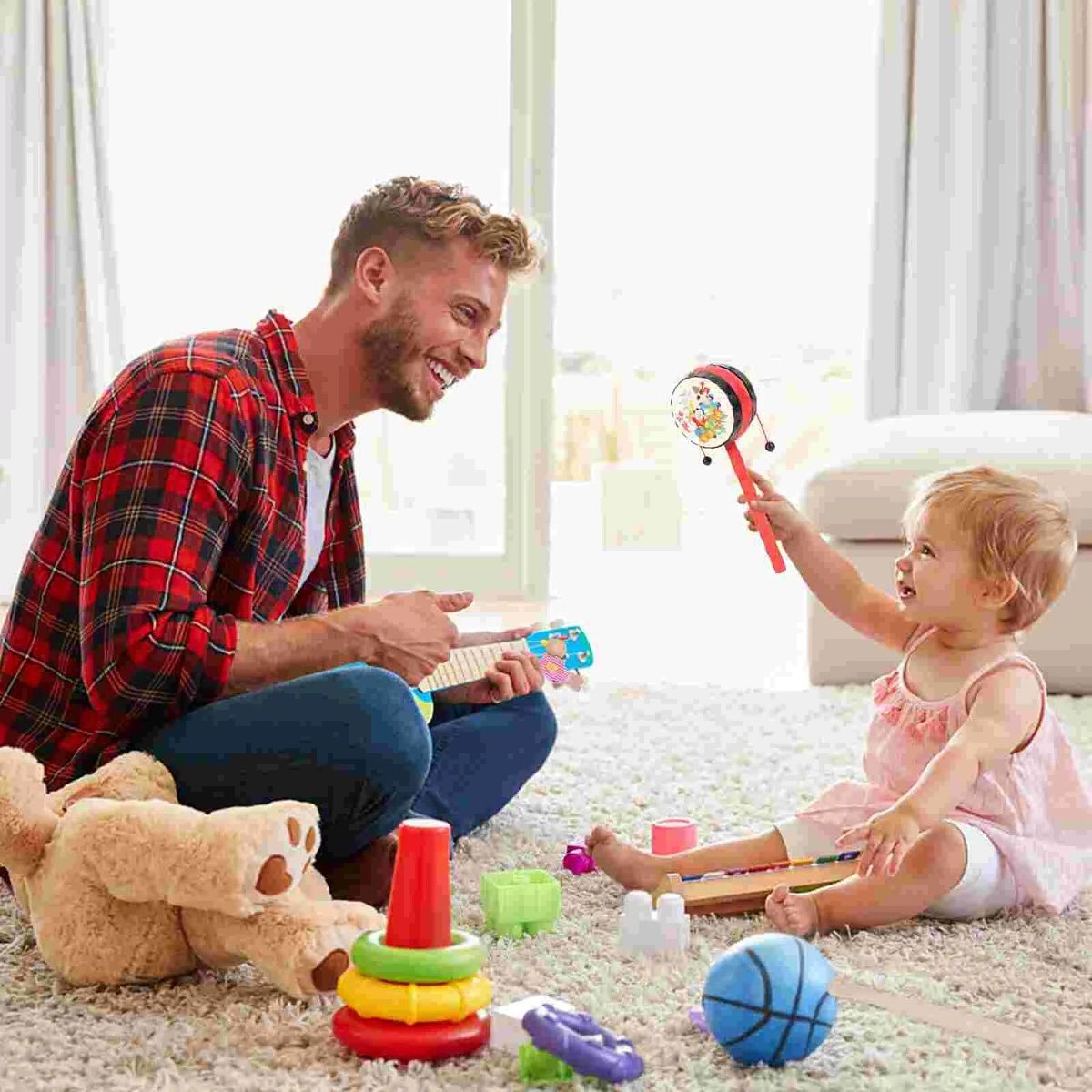 5 Pcs Rocking Drum Child Musical Instruments Children Plastic Portable Baby