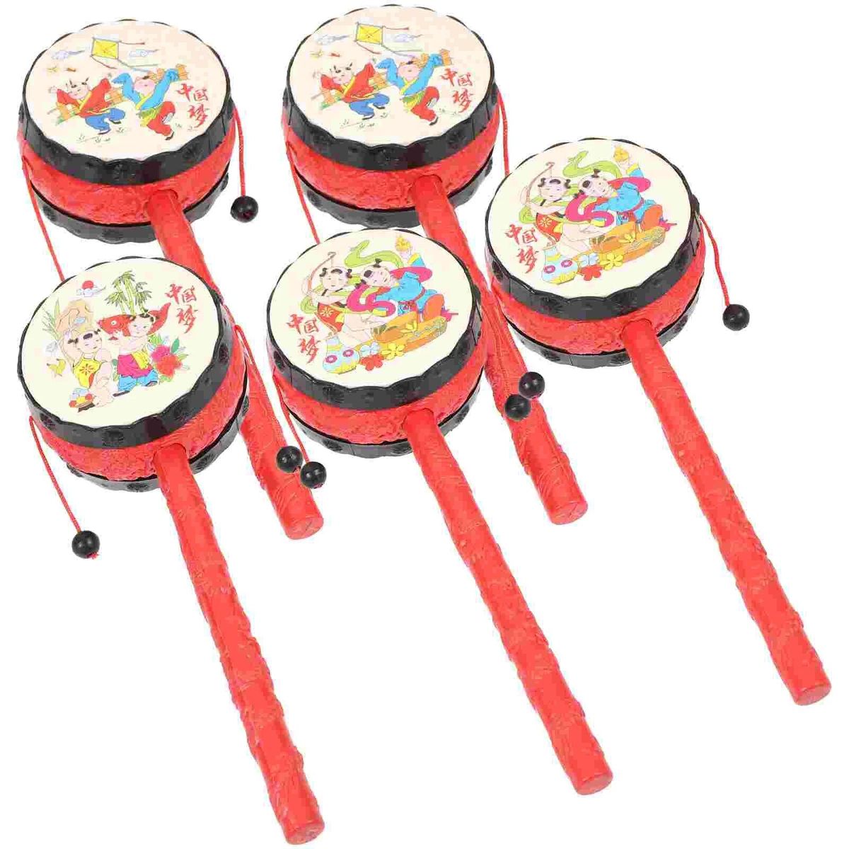 5 Pcs Rocking Drum Child Musical Instruments Children Plastic Portable Baby