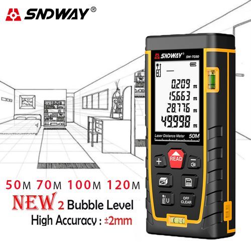 SNDWAY Laser Distance Meter 120m RangeFinder Tape Measure 70