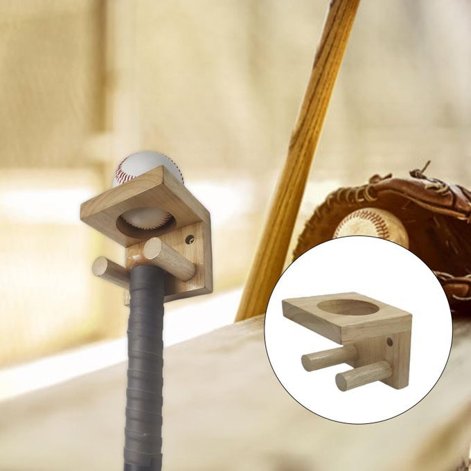 Baseball Bat Holder Wall-mounted Baseball Display Stand Rack Gym Wood