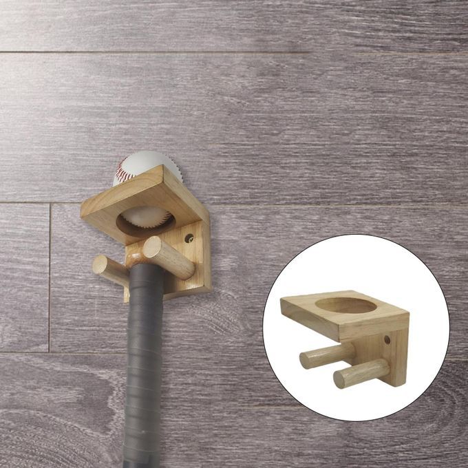 Baseball Bat Holder Wall-mounted Baseball Display Stand Rack Gym Wood