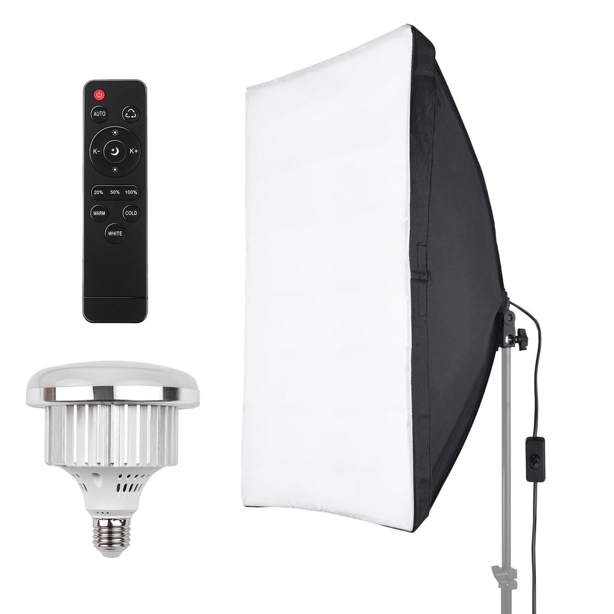 Studio Photography Light kit Softbox Lighting Set with 50x70cm Softbox + 45W 3200K-5600K Bi-color Temperature LED Light + Remote Control for Studio Portrait Product Photo Video