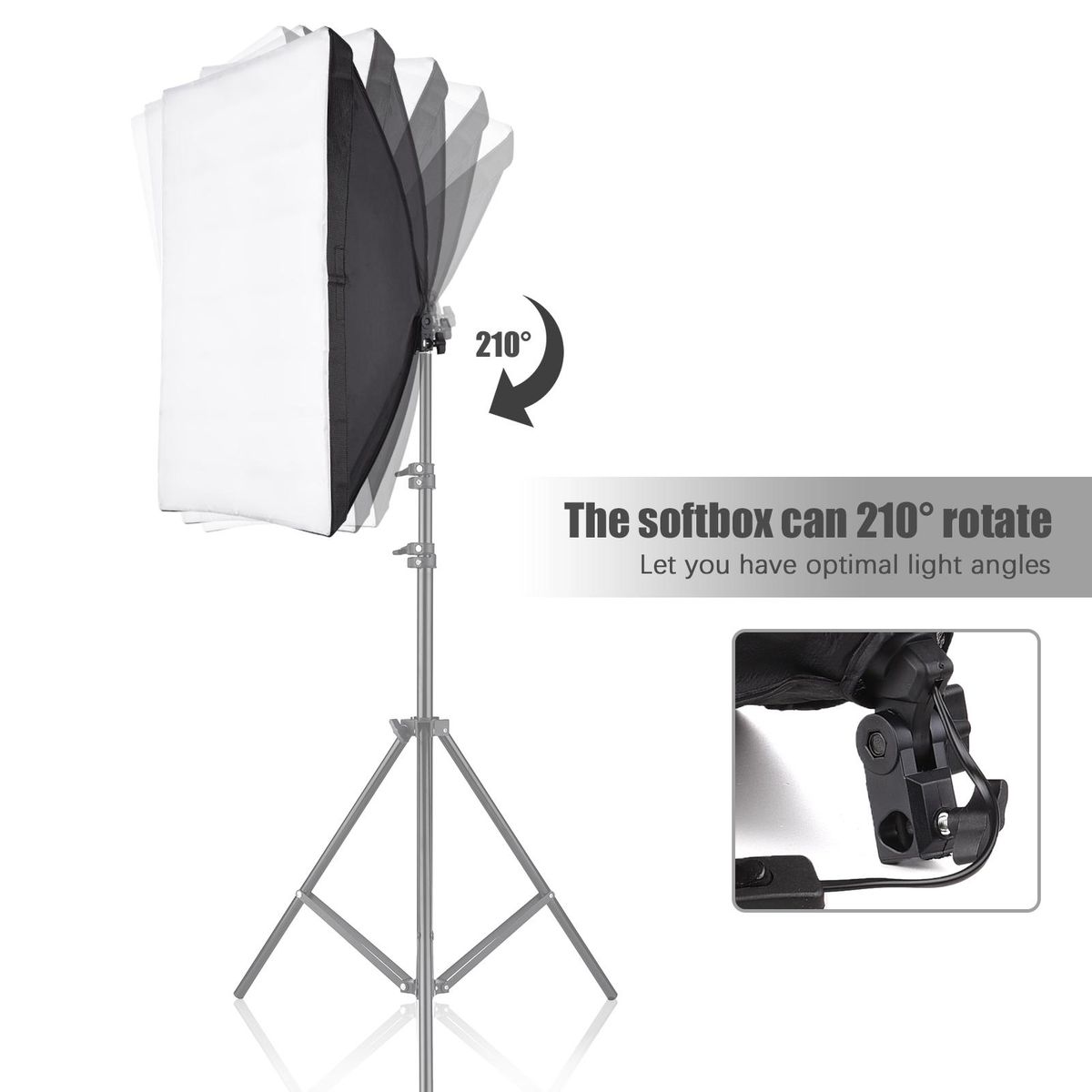 Studio Photography Light kit Softbox Lighting Set with 50x70cm Softbox + 45W 3200K-5600K Bi-color Temperature LED Light + Remote Control for Studio Portrait Product Photo Video