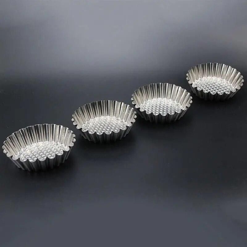 20PCS Stainless Steel Egg Tart Mold Round Shape Fluted Design Cupcake Baking Molds Reusable Metal Muffin Baking Cups
