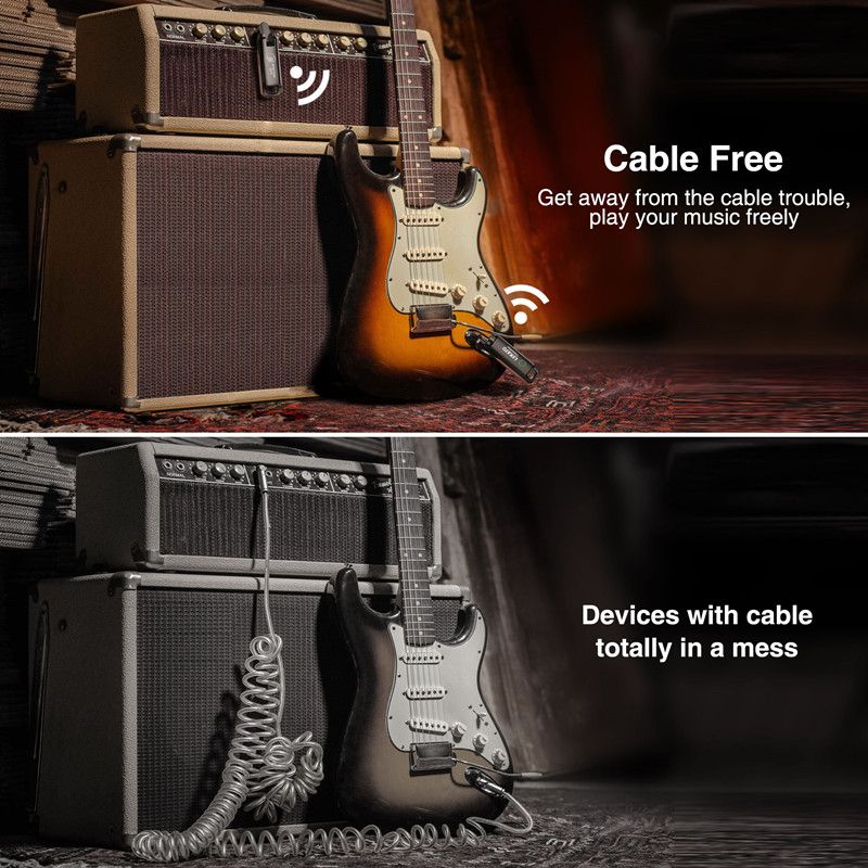 Transmitter Receiver WS-70 Wireless Guitar System Built-In Rechargeable Audio Guitar Wireless System 70 Channels 40M WS-70 SWIFF