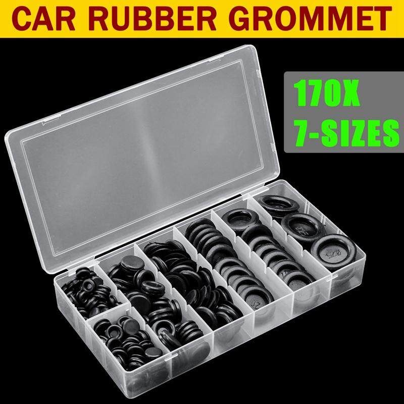 170PCS 7-Sizes Car Rubber Electrical Wire Gasket Kit Grommet Firewall Hole Plug