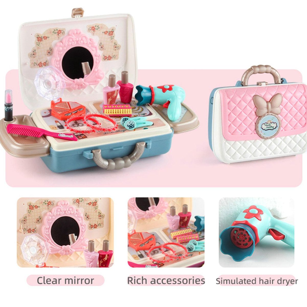 1 Set Pretend Play Toy Pretend Play Toy Kids Makeup Kit Pink