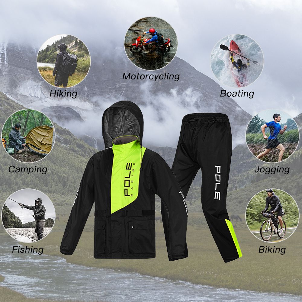 Men Waterproof Breathable Rain Suit Rain Jacket And Pants