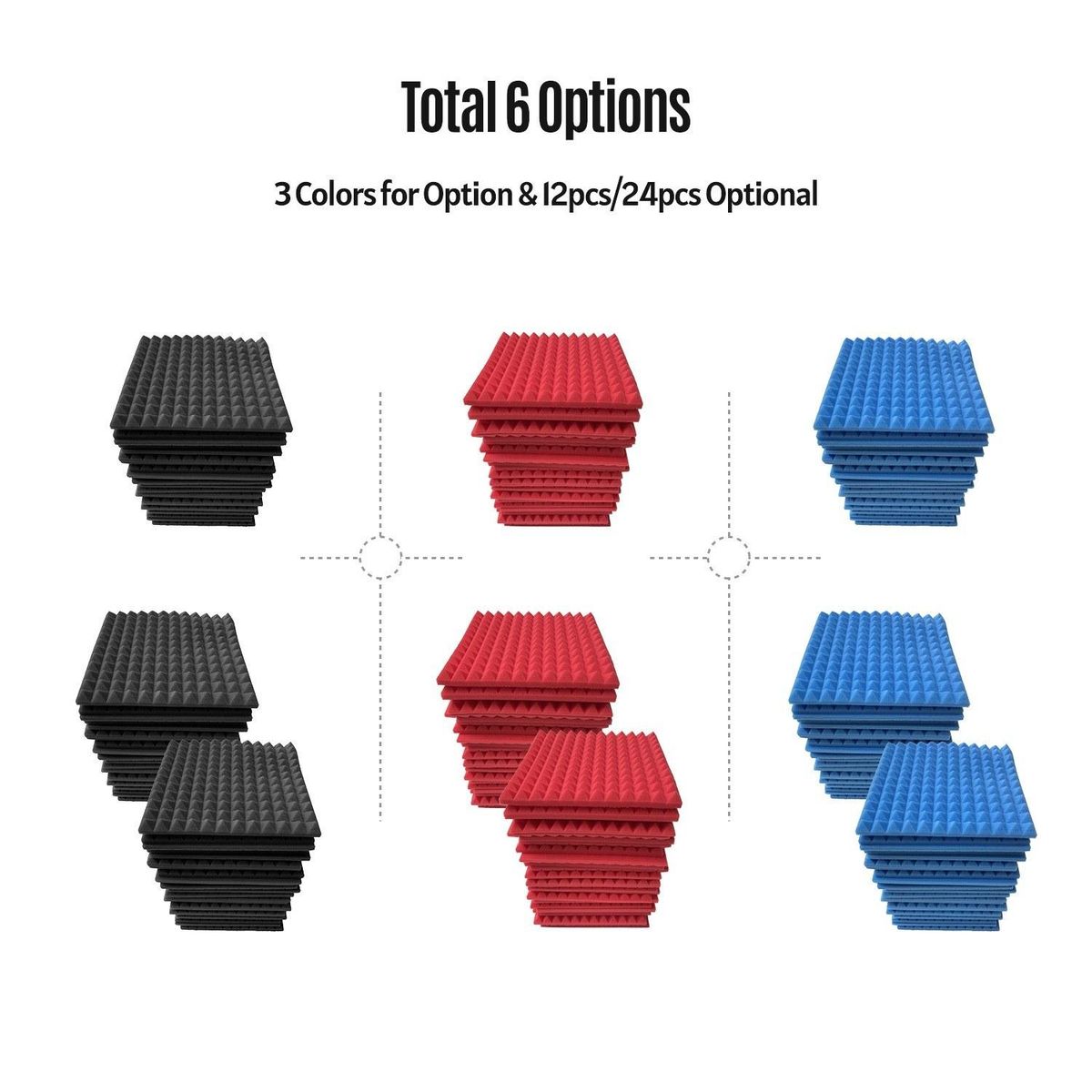 12pcs 12*12*1inch High Density Studio Acoustic Foams Panels Sound Insulation Foam Fire Retardant for Studio KTV Broadcast Family Theater