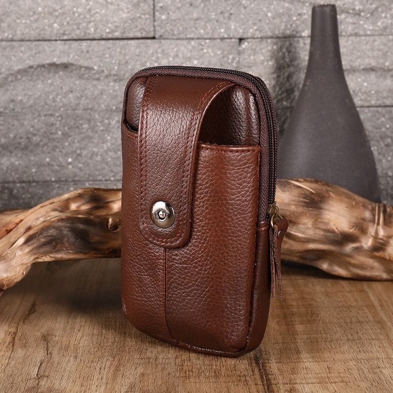 Men's Wallets Genuine Leather Waist Bags Phone Holder Waist Belt Male Running Holster Case Key