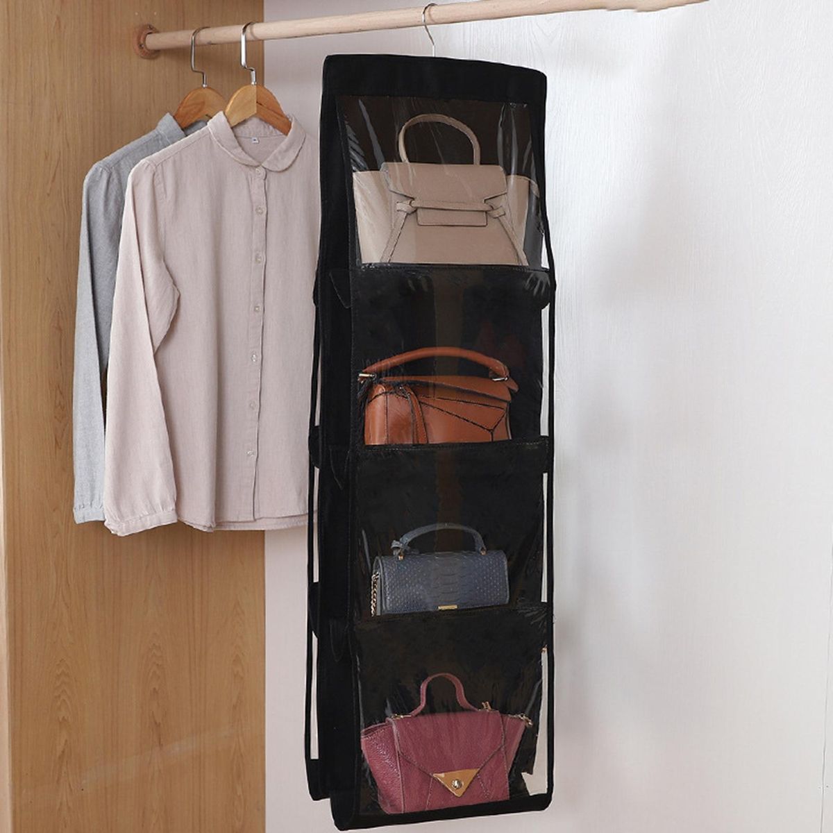 Bedroom Wardrobe Storage Bag View Hanging Purse Organizer Black
