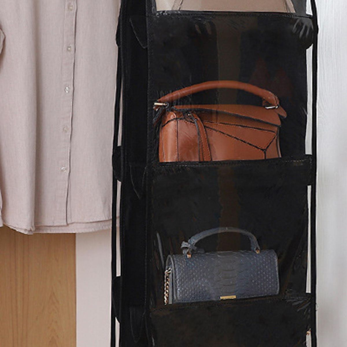 Bedroom Wardrobe Storage Bag View Hanging Purse Organizer Black