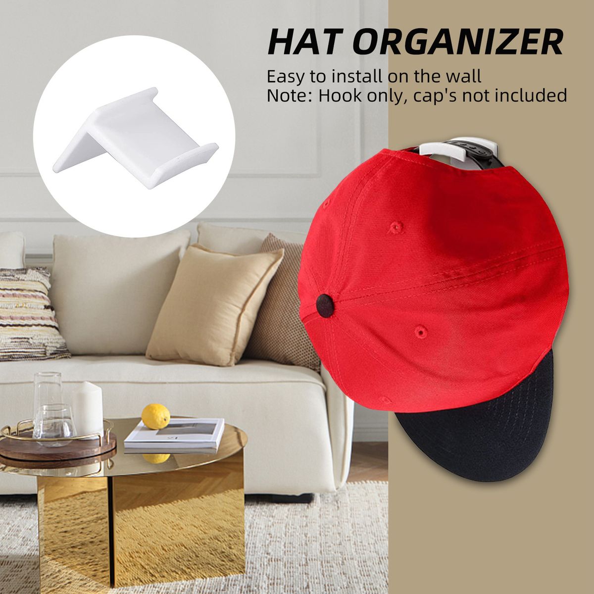 10PCS Hat Hook Self Adhesive Wall Mounted No Drilling Hat